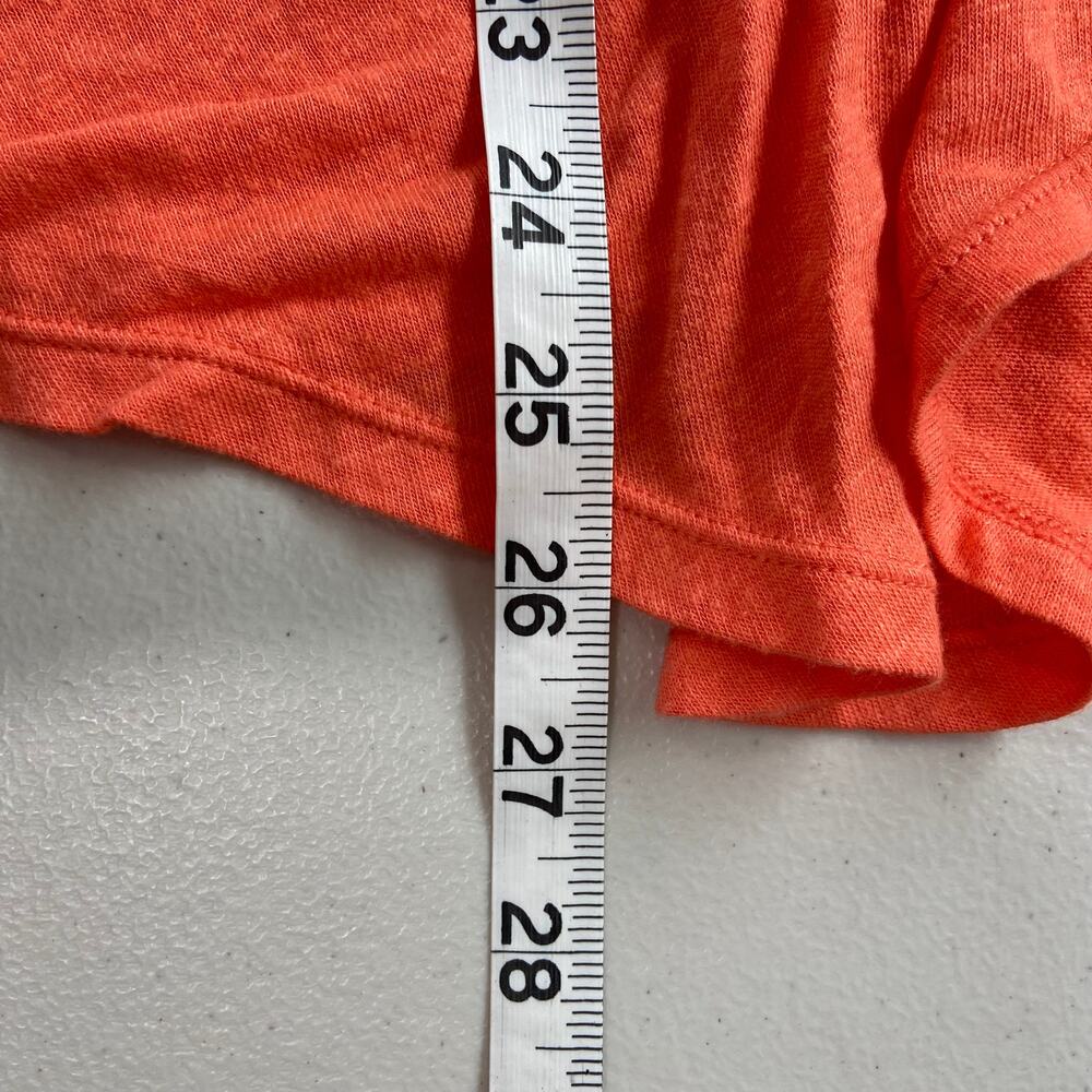 FREE PEOPLE Orange Faux Wrap Linen Scallop Hem Short Sleeve Scoop Neck Top XS - Picture 11 of 11